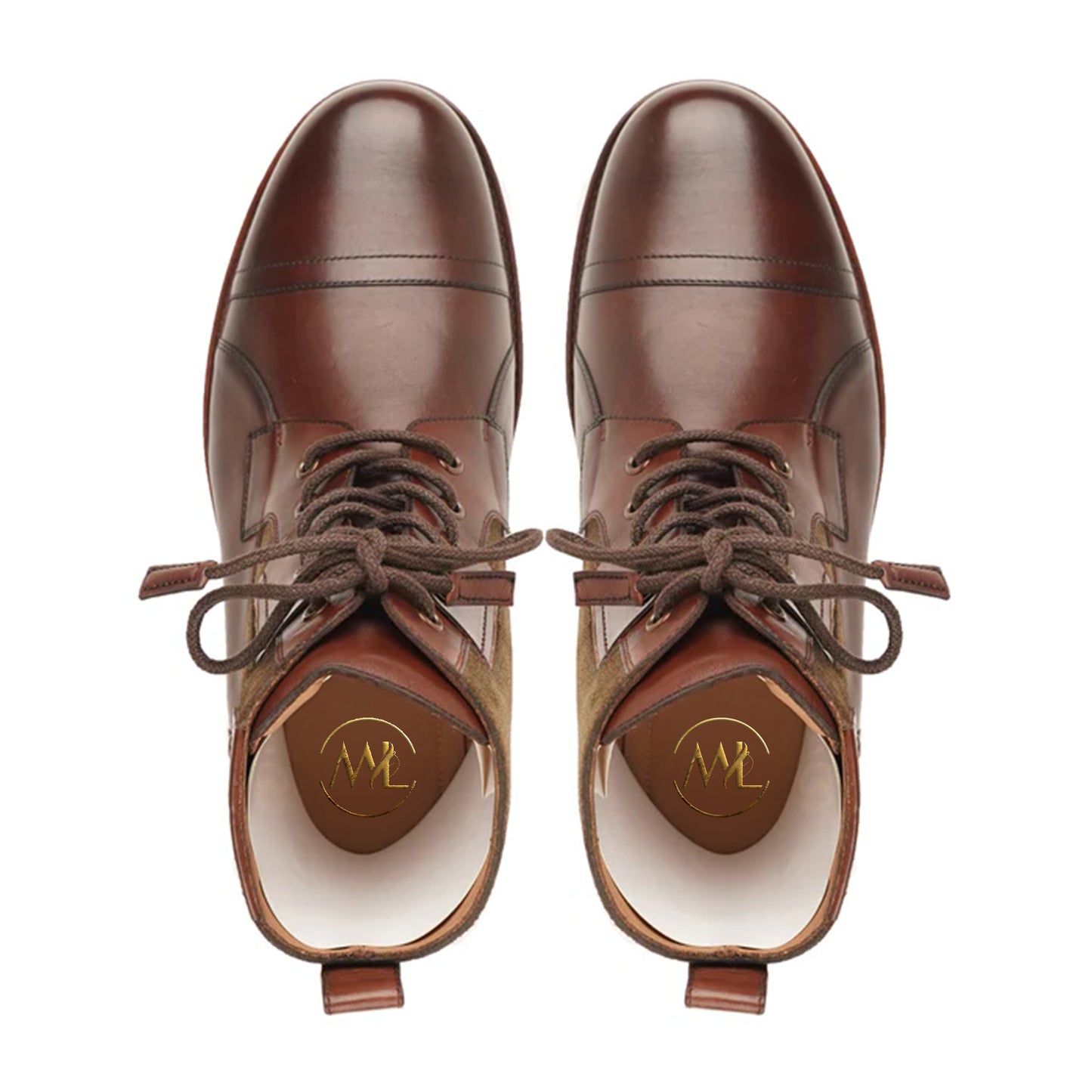 Brunetto Two Tone Military Inspired Boots Luxury Handmade By Marvel Leather Brand