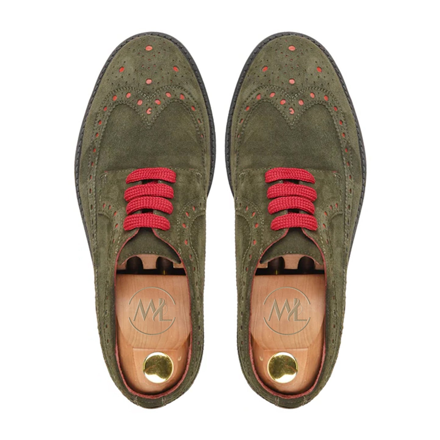 Bruno Suede Brogue Derby Shoes Top View by Marvel Leather