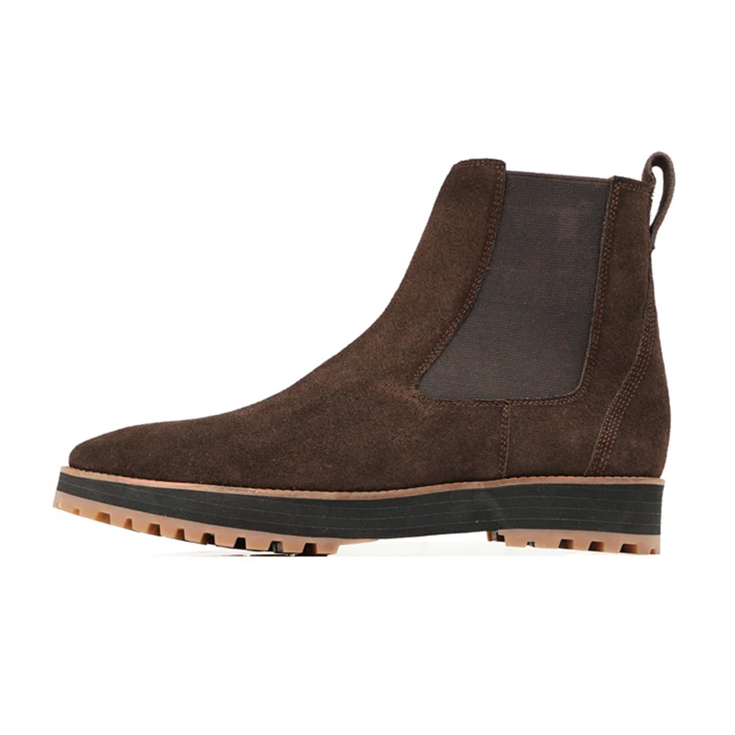 Fabrizio Dark Brown Suede Chelsea Boots Side View By Marvel Leather