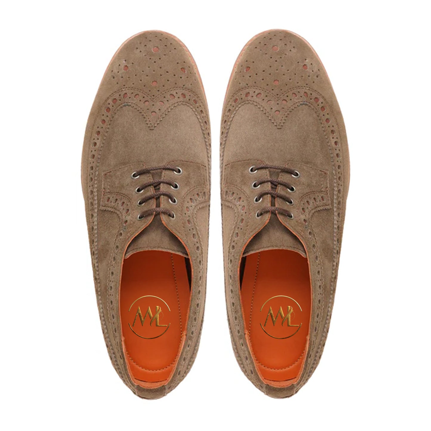 Gianni Suede Brogue Derby Shoes Top View By Marvel Leather