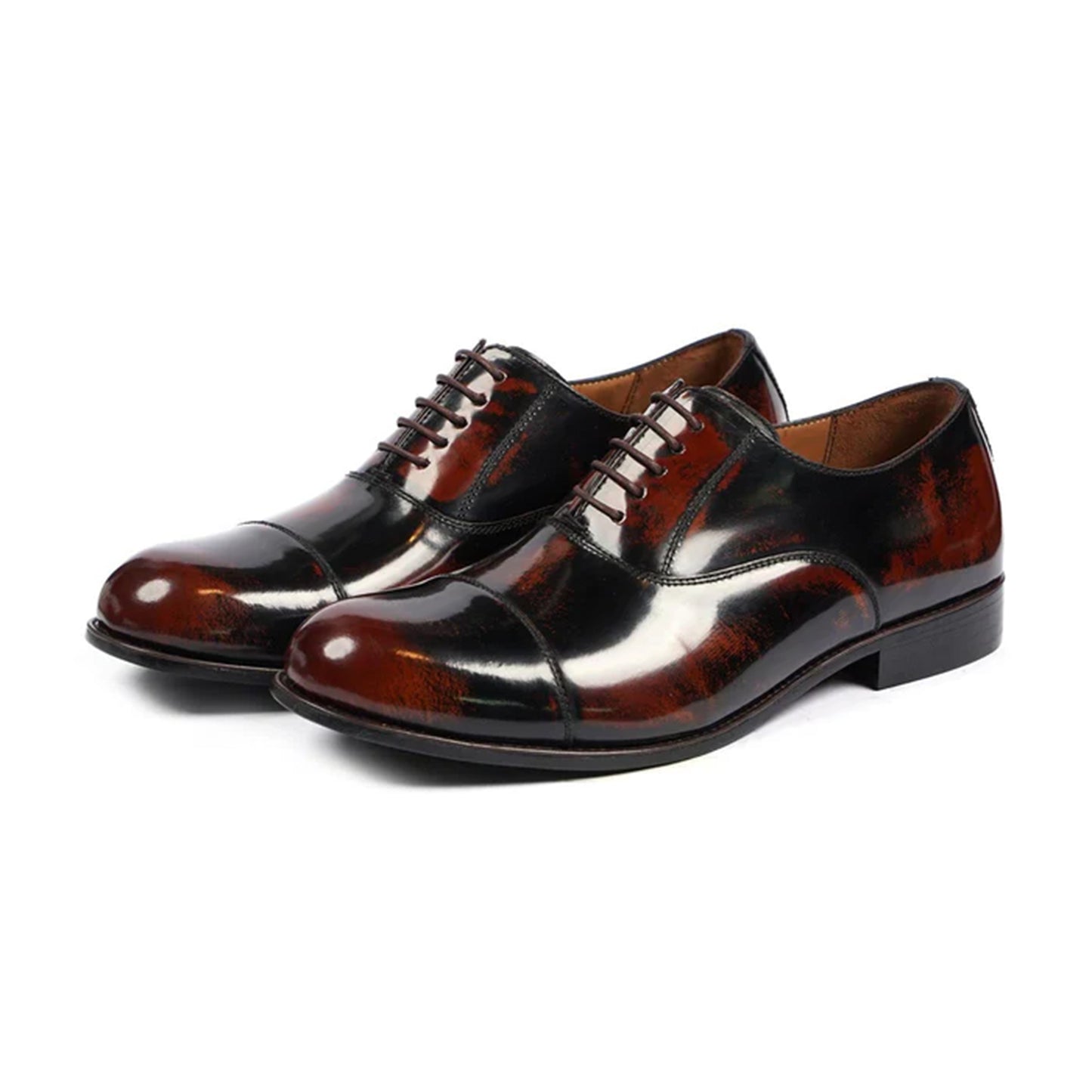 Lucenzo High Shine Burnished Oxford Shoes Front View