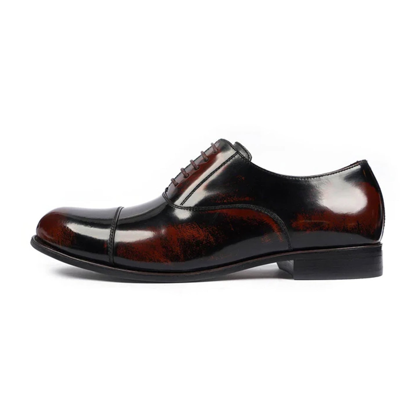 Lucenzo High Shine Burnished Oxford Shoes Side View