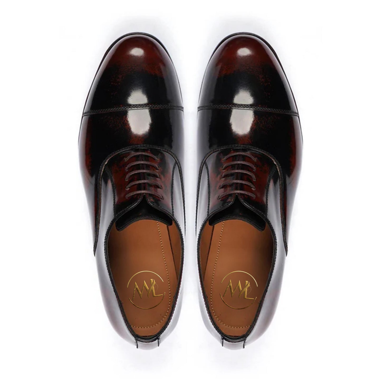 Lucenzo High Shine Burnished Oxford Shoes Top View