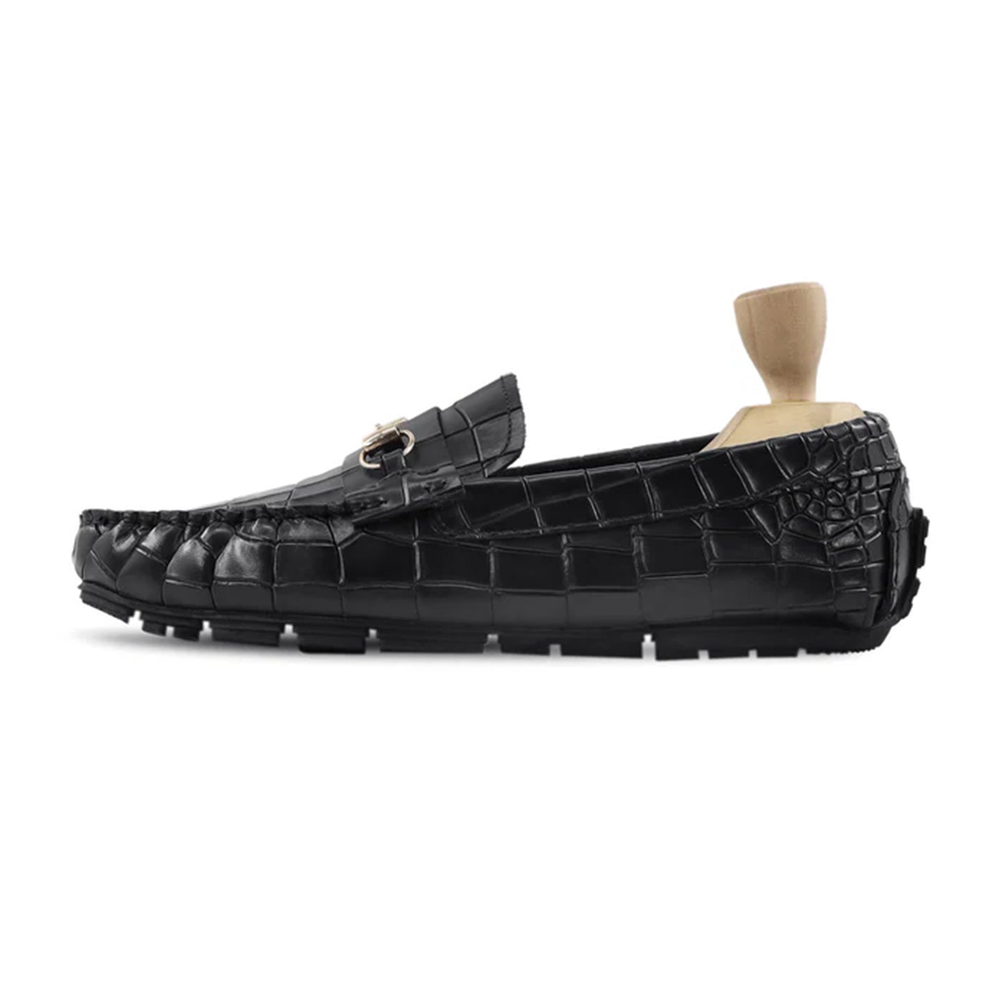 Maxime Crocodile Embossed Loafers Side View – Marvel Leather