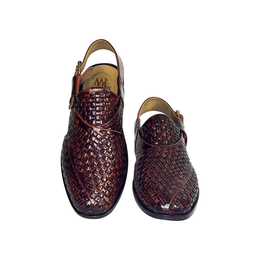 Pair profile of Shaheen Brown Leather Peshawari Sandals – Marvel Leather