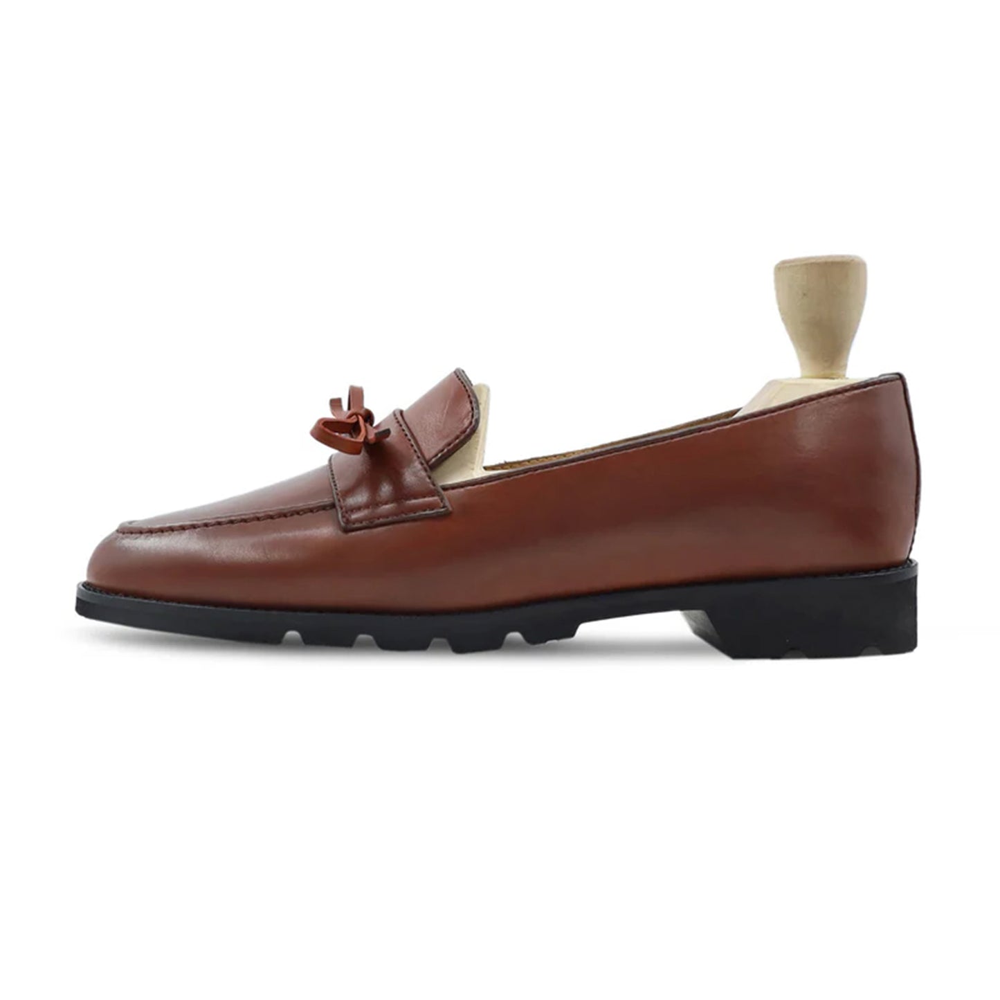 Sabrina Bow Tie Leather Loafers Side Profile
