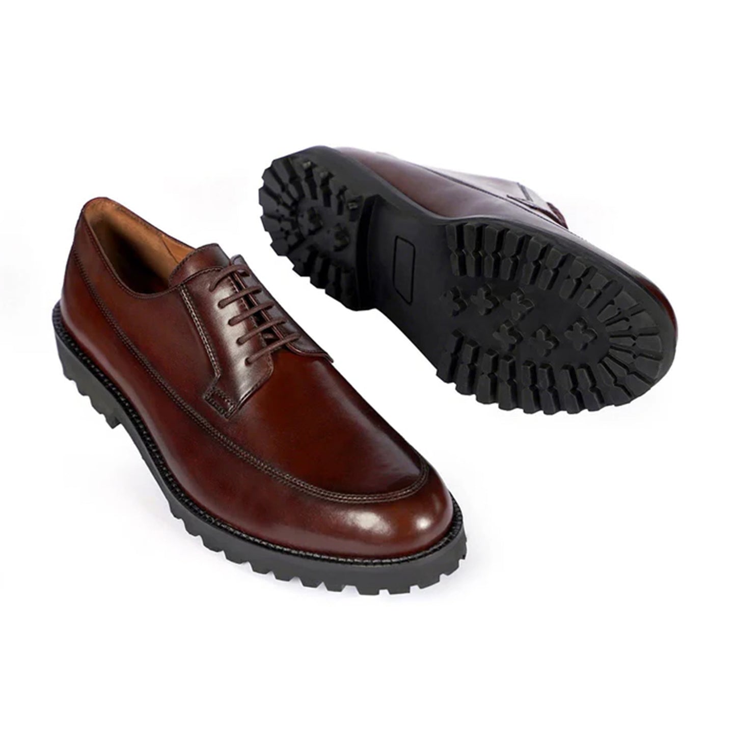 Sergio Leather Derby Lug Sole Shoes Top and Sole View By Marvel Leather