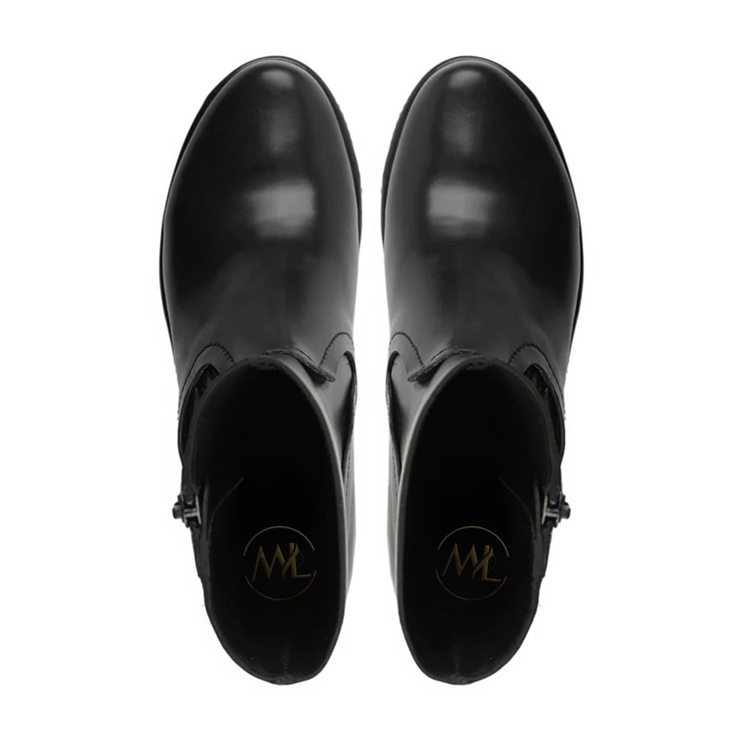 Top View Bianca Handmade Leather Wedge Boots