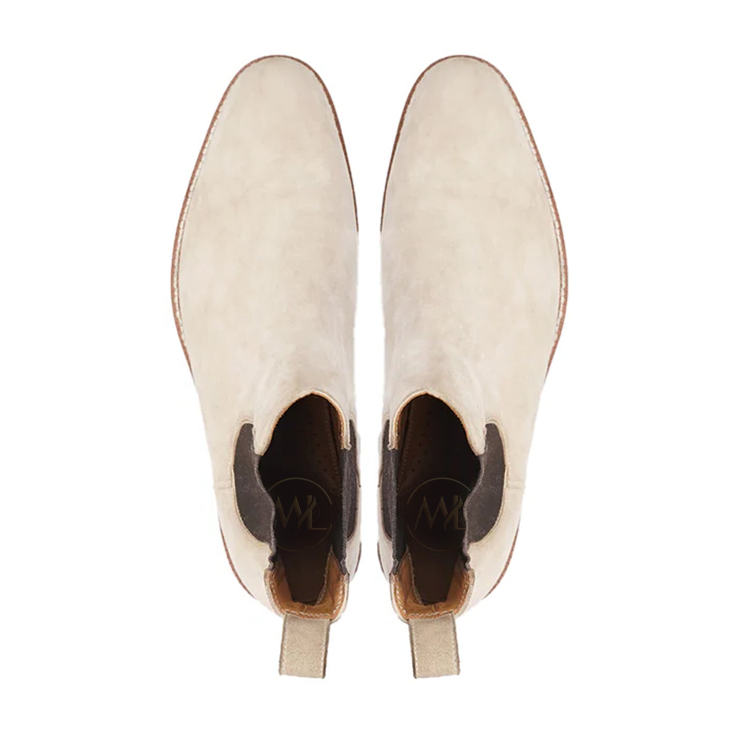 Stylish top view with Marvel Leather logo stamped insole and soft finish interior.