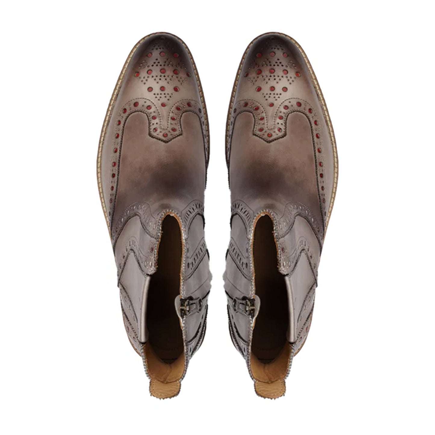 Valentino Two Tone Brogue Chelsea Boots Top View