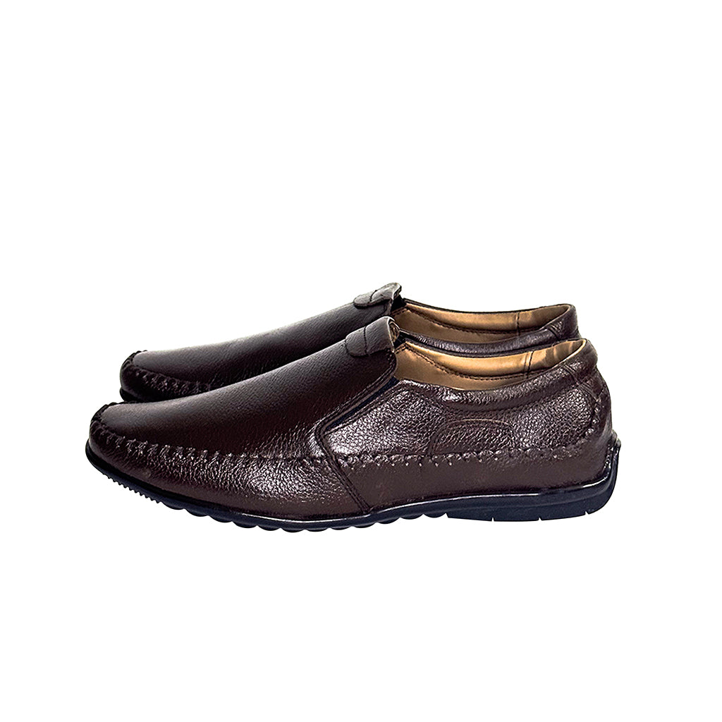 side view of enzo textured leather driving loafers showcasing their sleek silhouette and textured leather finish