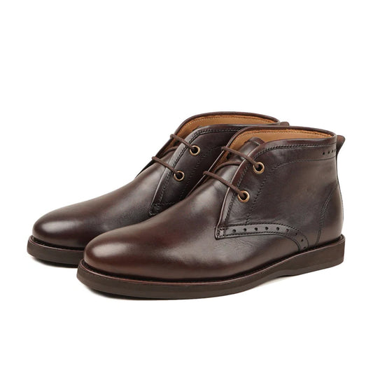 Alberto Brown Leather Chukka Boots Front View By Marvel Leather
