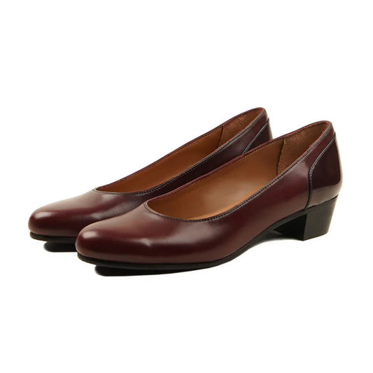 Alessia burgundy leather pumps front view Marvel Leather