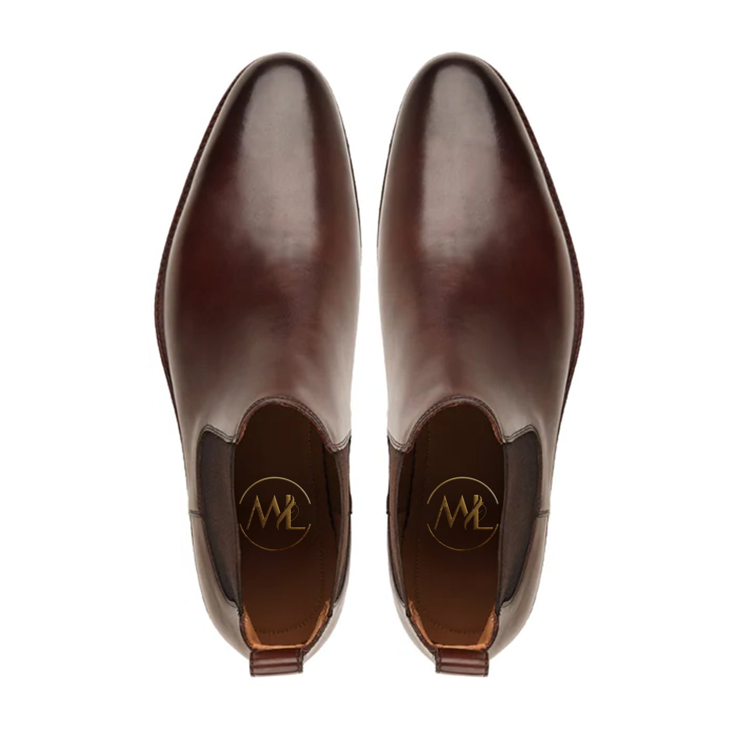 Alessio Brown Leather Handmade Rugged Sole Chelsea Boots Top View