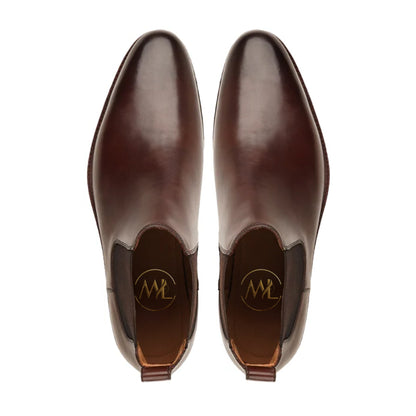Alessio Brown Leather Handmade Rugged Sole Chelsea Boots Top View