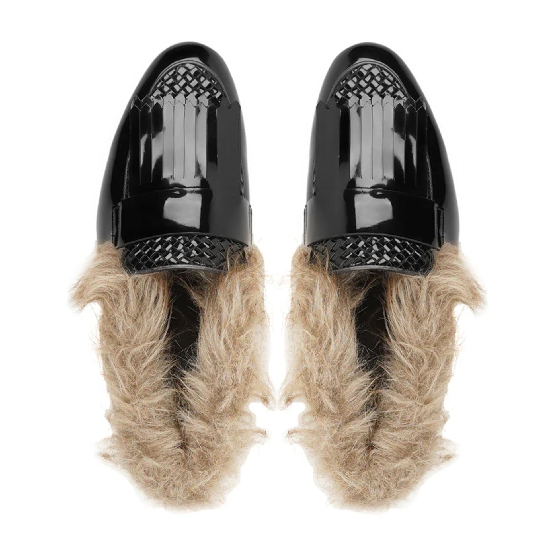 Allegra Black Patent Fur Lined Loafers For Women | Marvel Leather Allegra Black Patent Fur Lined Loafers For Women | Marvel Leather