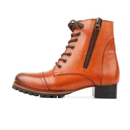 Amelie Cognac Leather Boots Side Angle