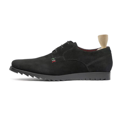Antonio Black Suede Casual Oxford Shoes Side View By Marvel Leather 