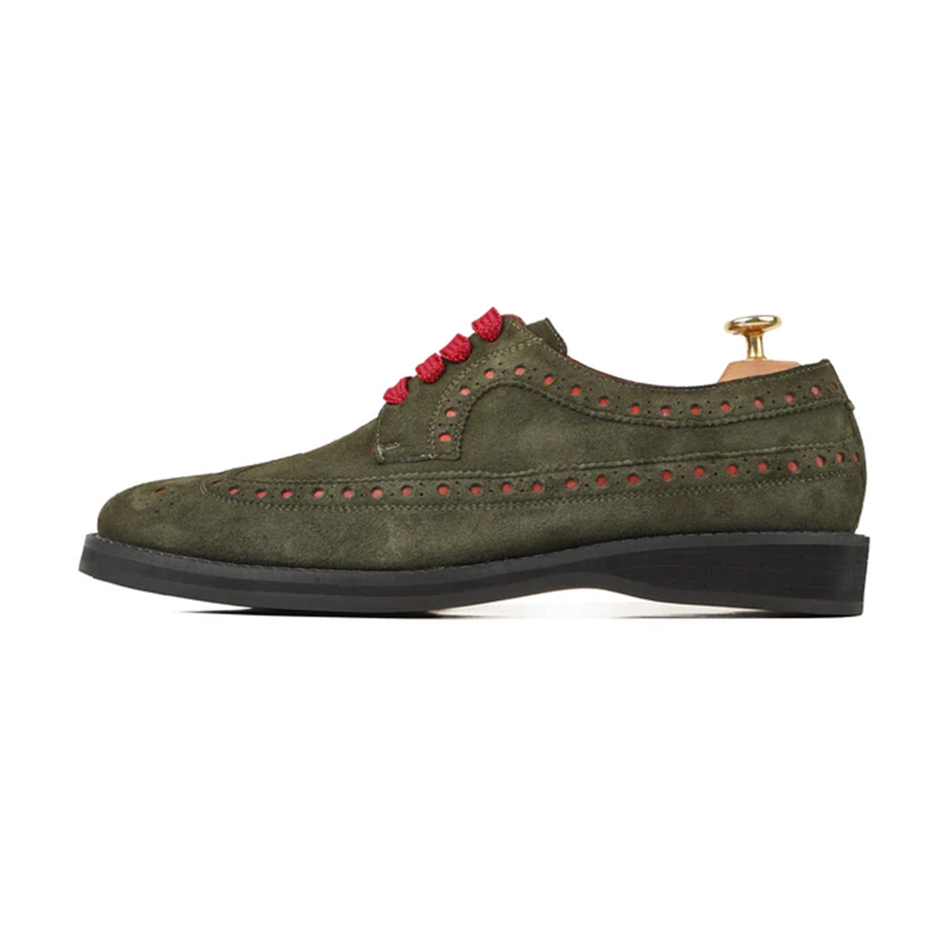 Bruno Suede Brogue Derby Shoes Side View by Marvel Leather