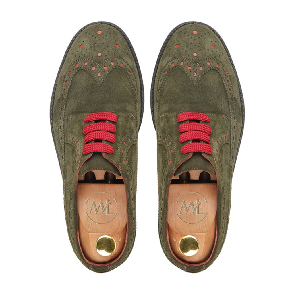 Bruno Suede Brogue Derby Shoes Top View by Marvel Leather