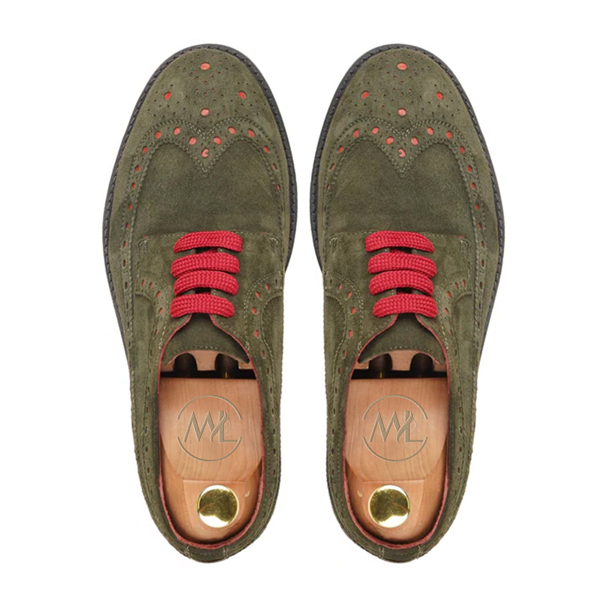 Bruno Suede Brogue Derby Shoes Top View by Marvel Leather
