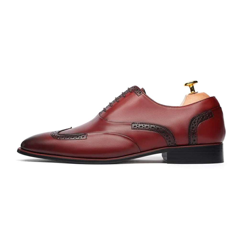 Corbin Bordeaux Wingtip Oxford Shoes – Premium Brogue Detailing – Marvel Leather