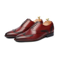 Corbin Bordeaux Wingtip Oxford Shoes – Side View – Marvel Leather Handmade Luxury Footwear