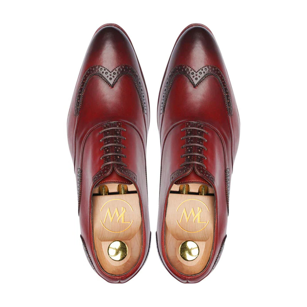 Top View of Corbin Bordeaux Wingtip Oxford Shoes – Classic Oxford by Marvel Leather