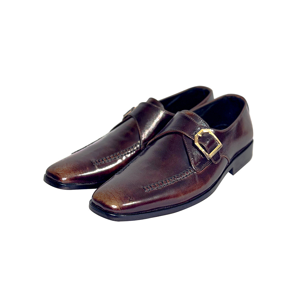 Dimitri Patina Monk Strap Leather Loafers front view by Marvel Leather 