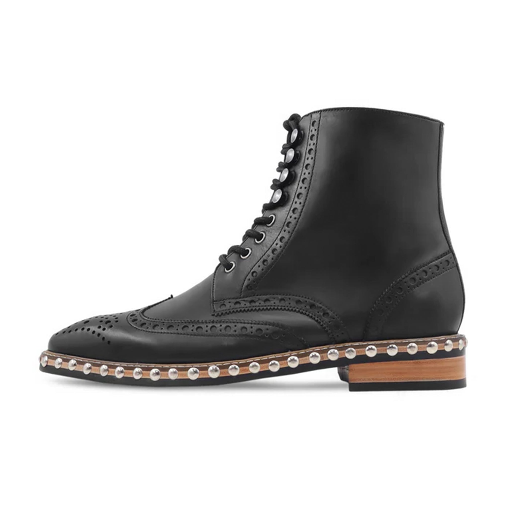 Domenico Studded Brogue Boots By Marvel Leather. Luxury Brand For Handmade Footwear in Pakistan 