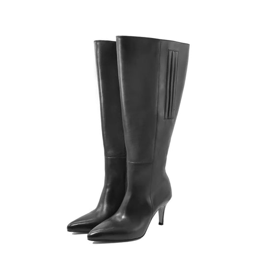 Eleonora Croc Embossed Leather Boots – Front Angle – Marvel Leather