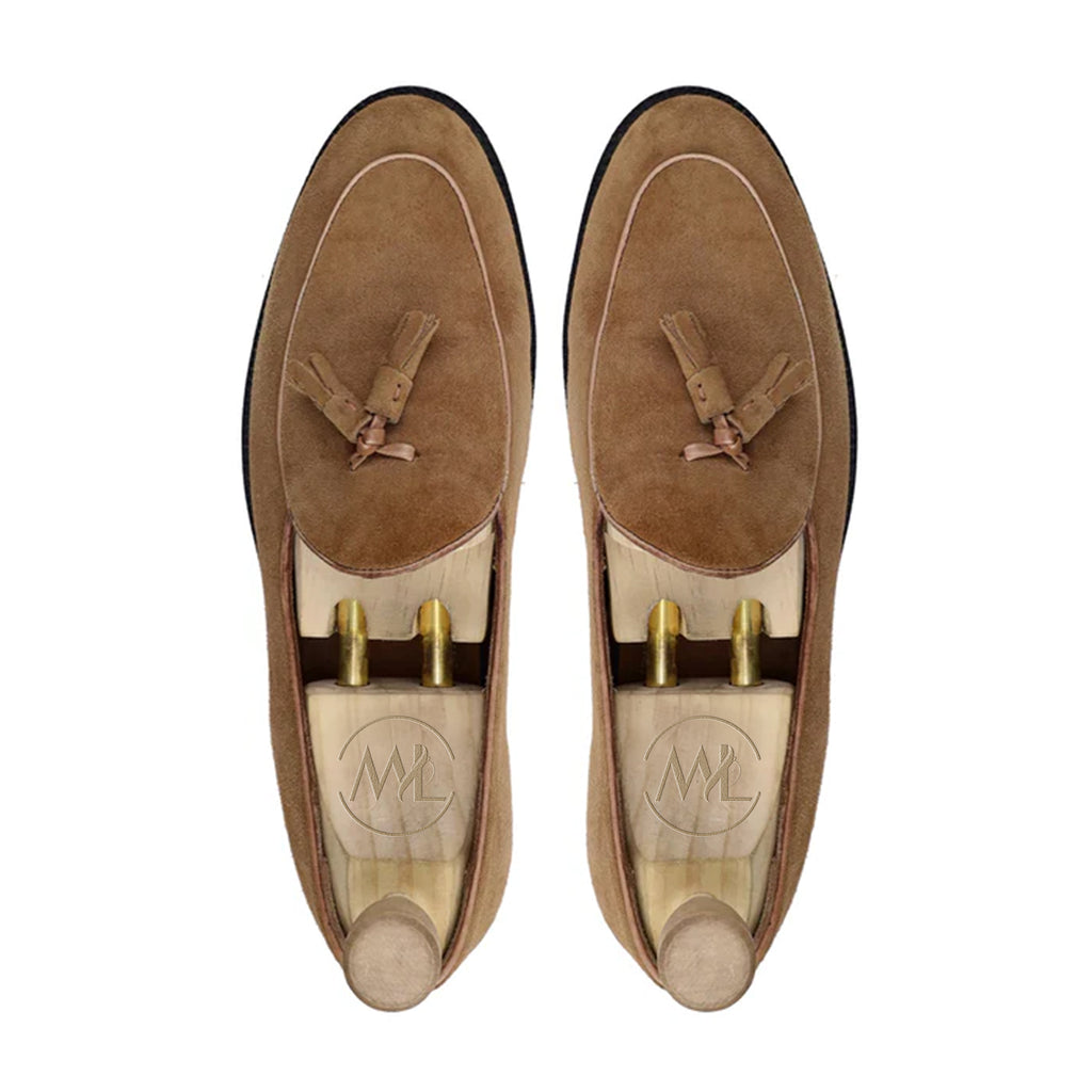 Emmerick Soft Suede Tassel Loafers Top by Marvel Leather 