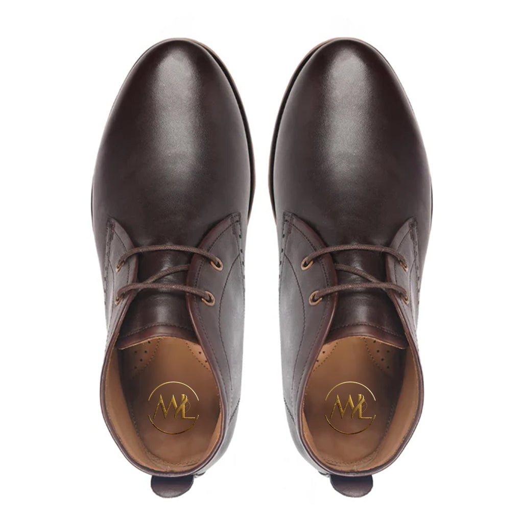 Enrico Brown Leather Chukka Boots Top View By Marvel Leather 
