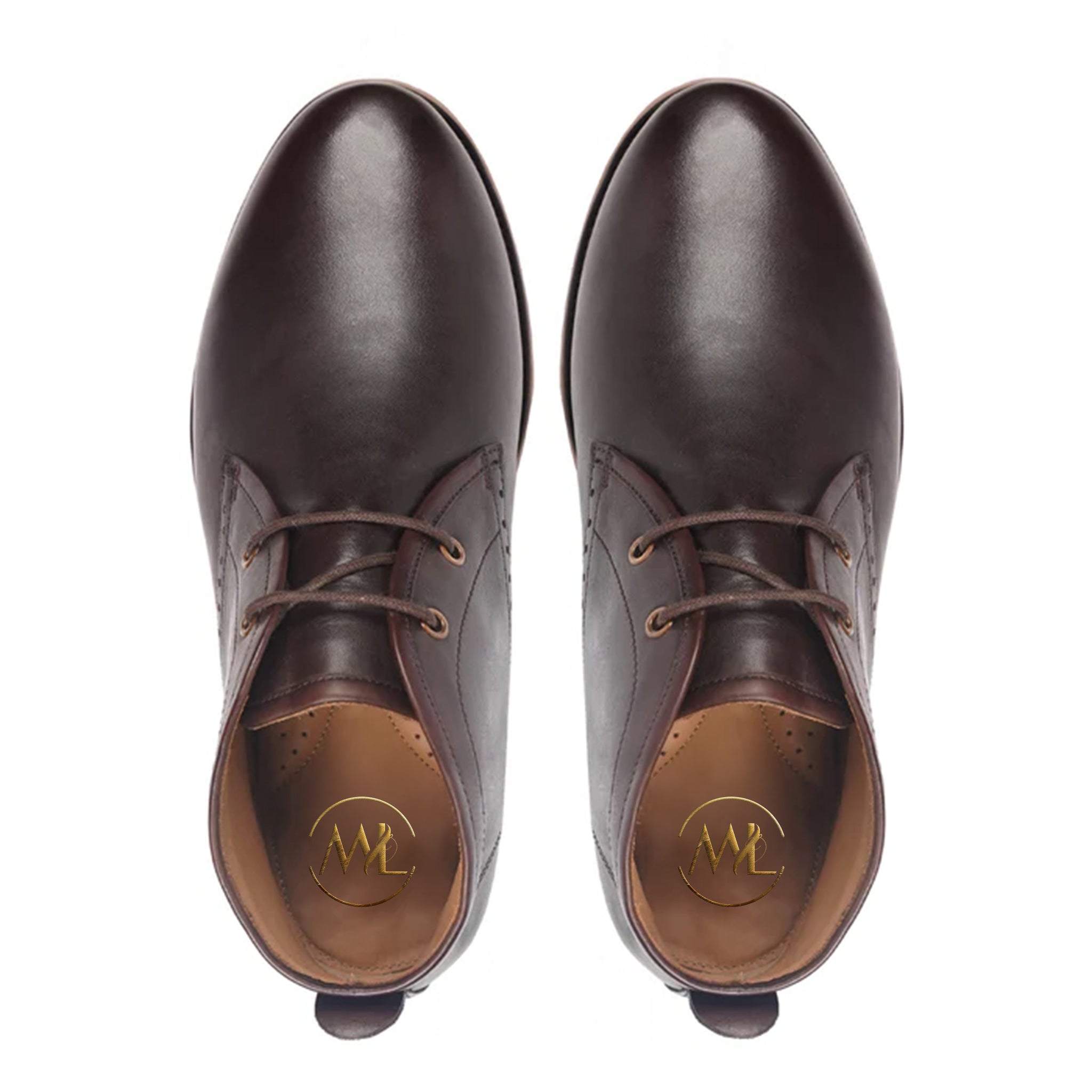 Enrico Brown Leather Chukka Boots Top View By Marvel Leather 