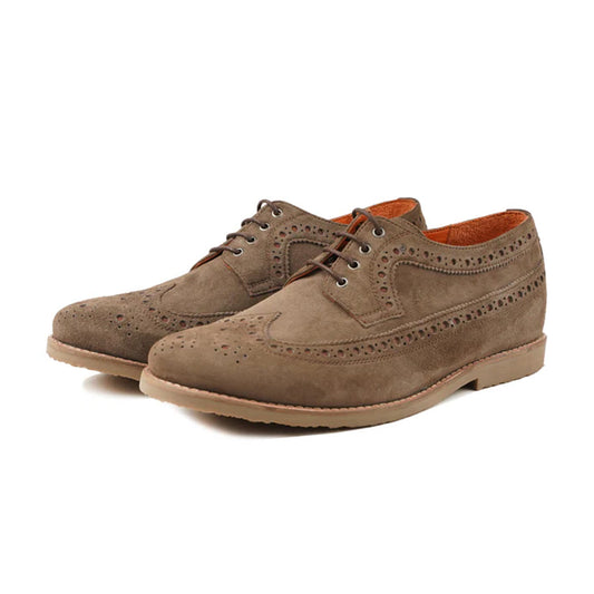 Gianni Suede Brogue Derby Shoes Front View By Marvel Leather