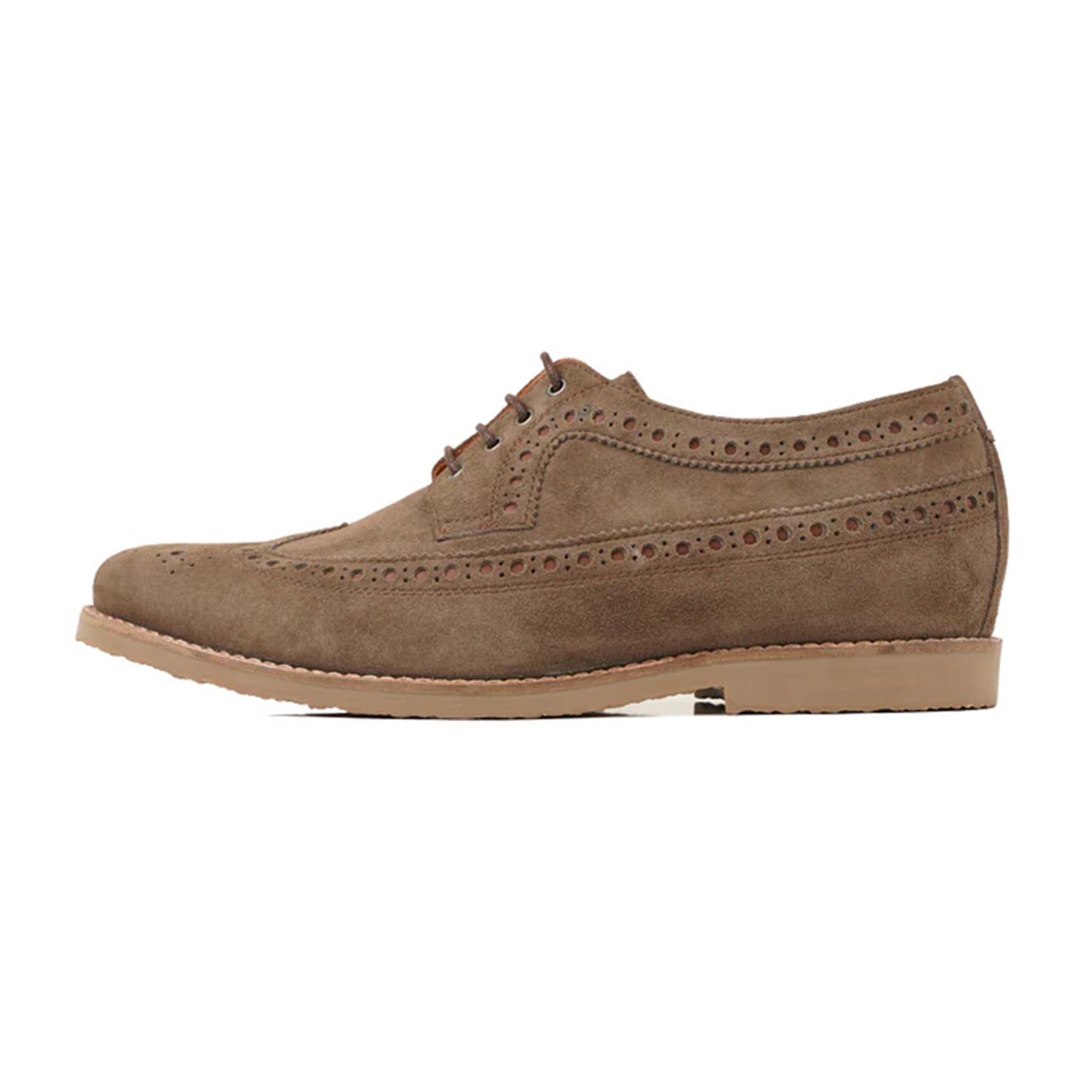Gianni Suede Brogue Derby Shoes Side View By Marvel Leather