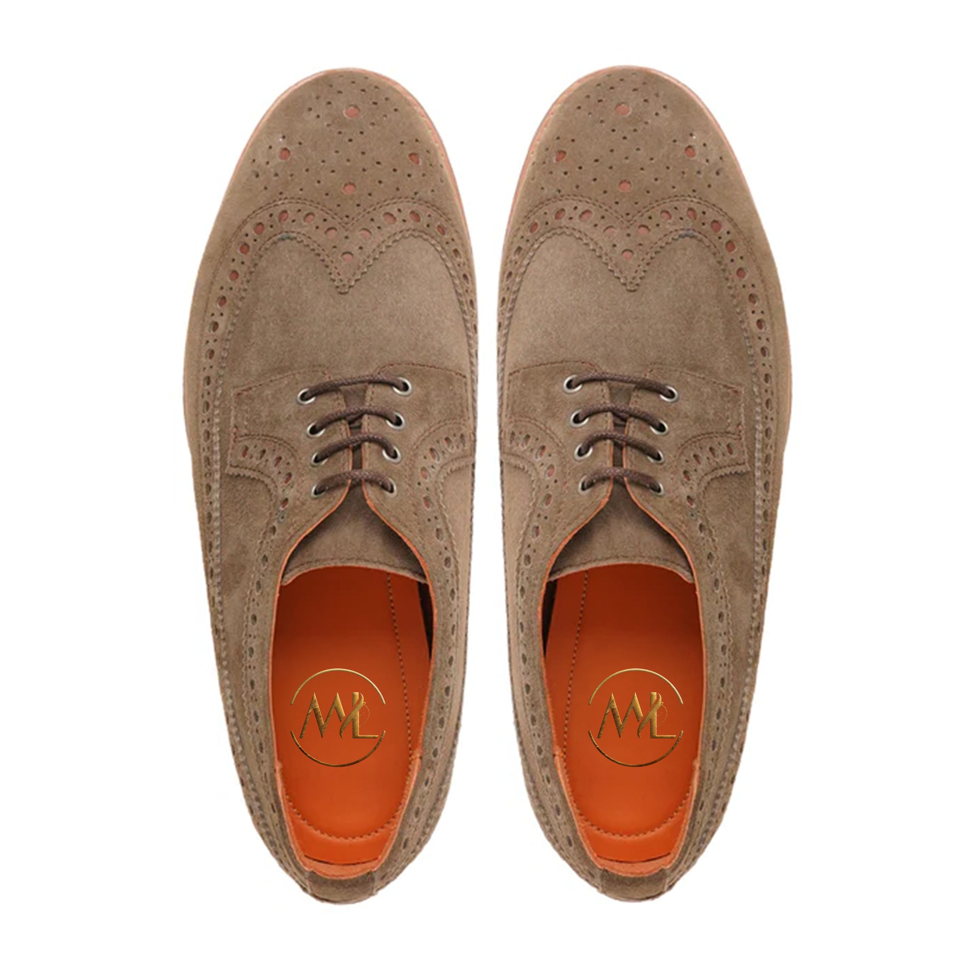 Gianni Suede Brogue Derby Shoes Top View By Marvel Leather