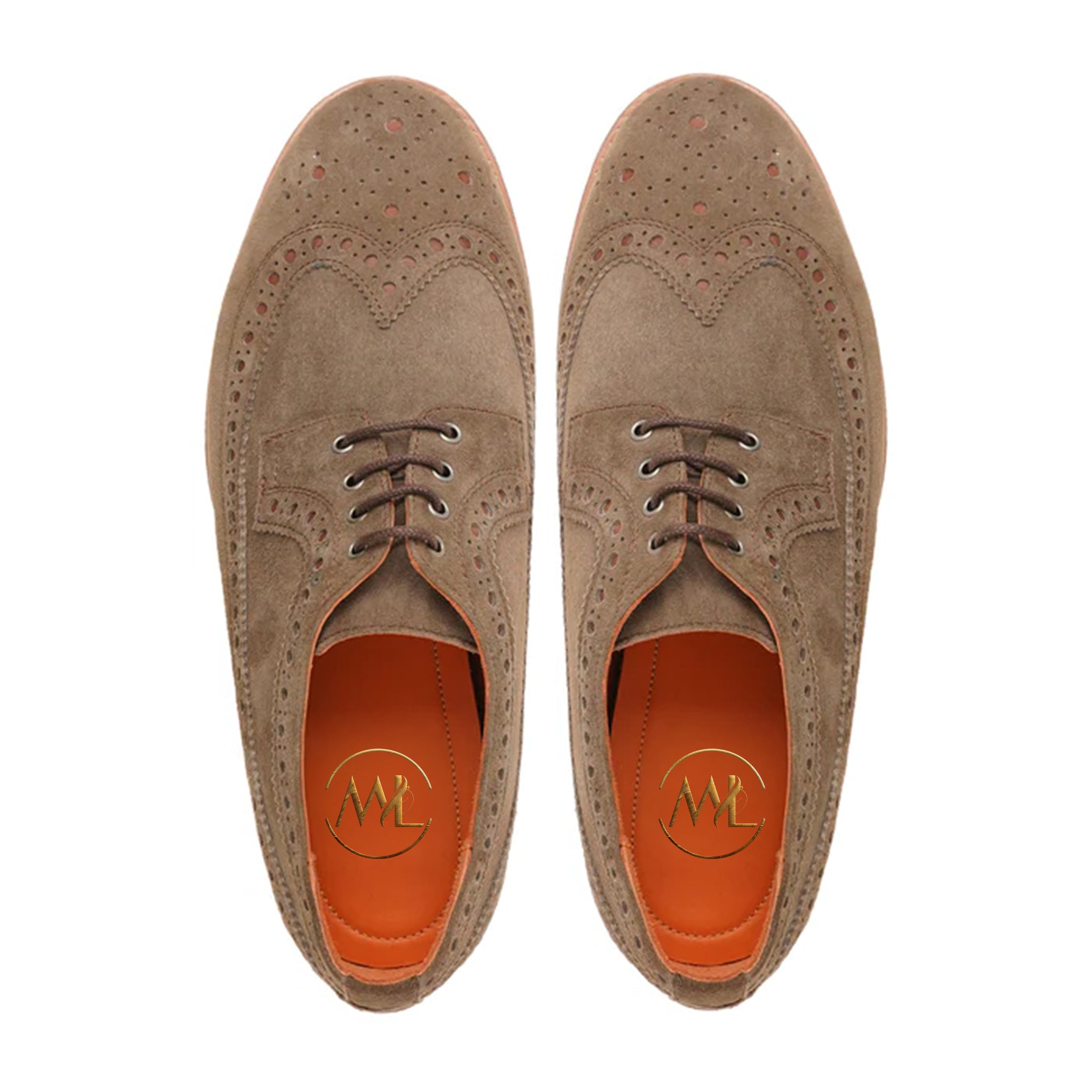 Gianni Suede Brogue Derby Shoes Top View By Marvel Leather