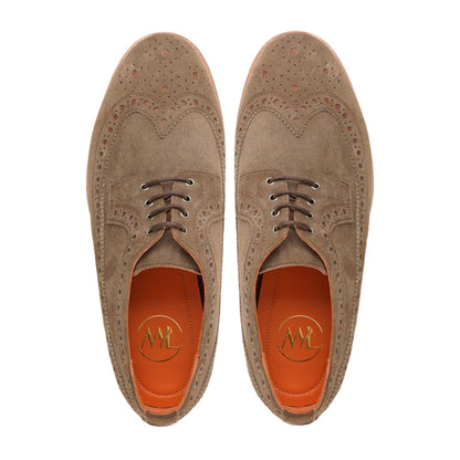 Gianni Suede Brogue Derby Shoes Top View By Marvel Leather