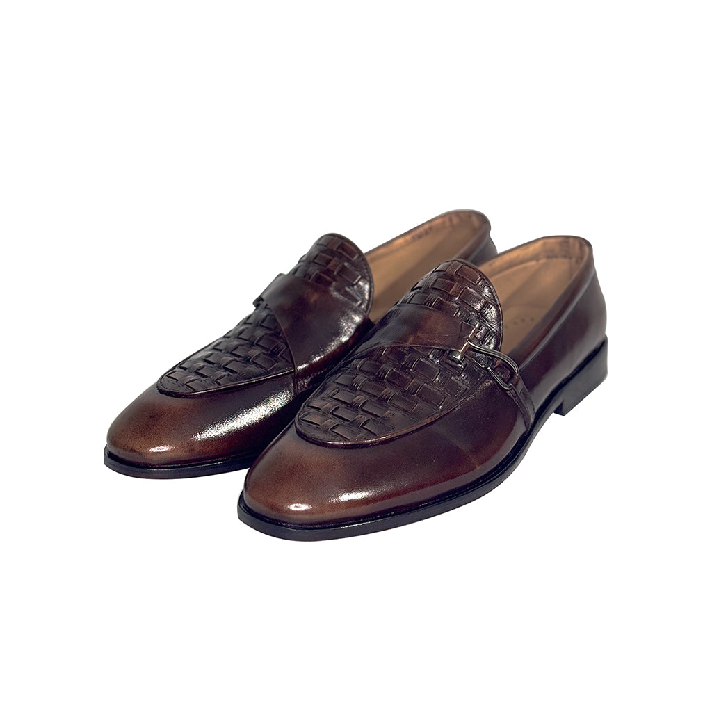 Giordano Dual Tone Braided Leather Loafers Front By Marvel Leather 