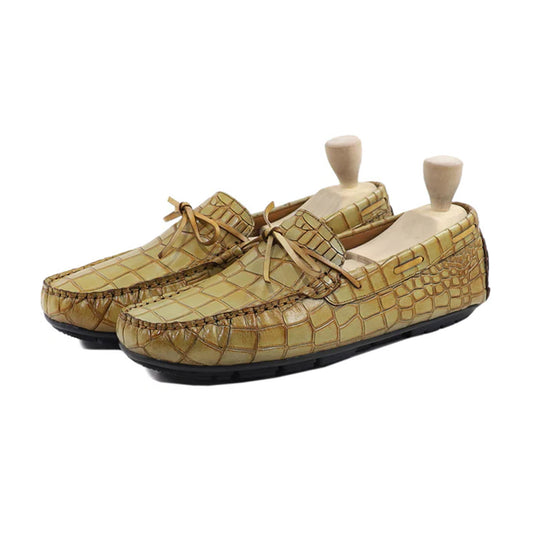 Grayson Croc-Embossed Leather Moccasins by Marvel Leather – Handmade Luxury Shoes