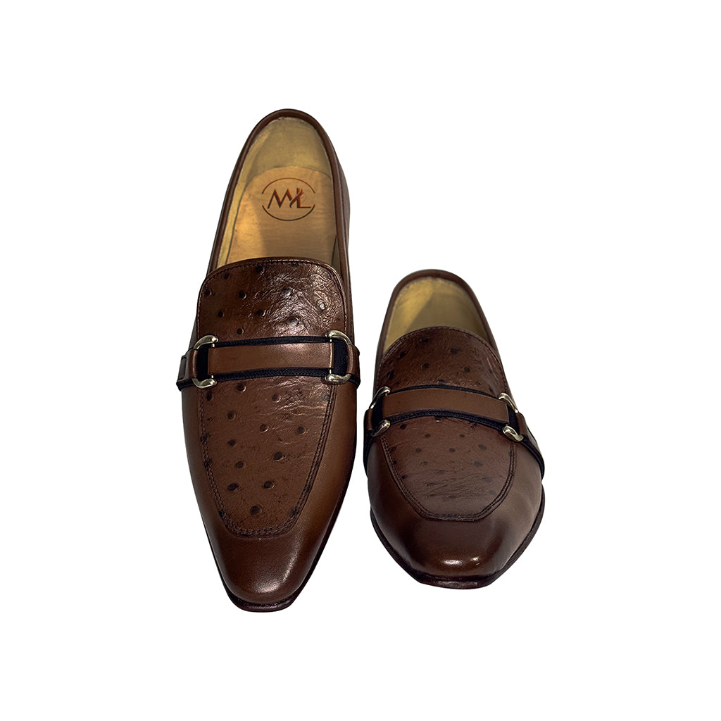 Handmade Brown Dual Finish Bit Loafers by Marvel Leather – Top View By Marvel Leather 