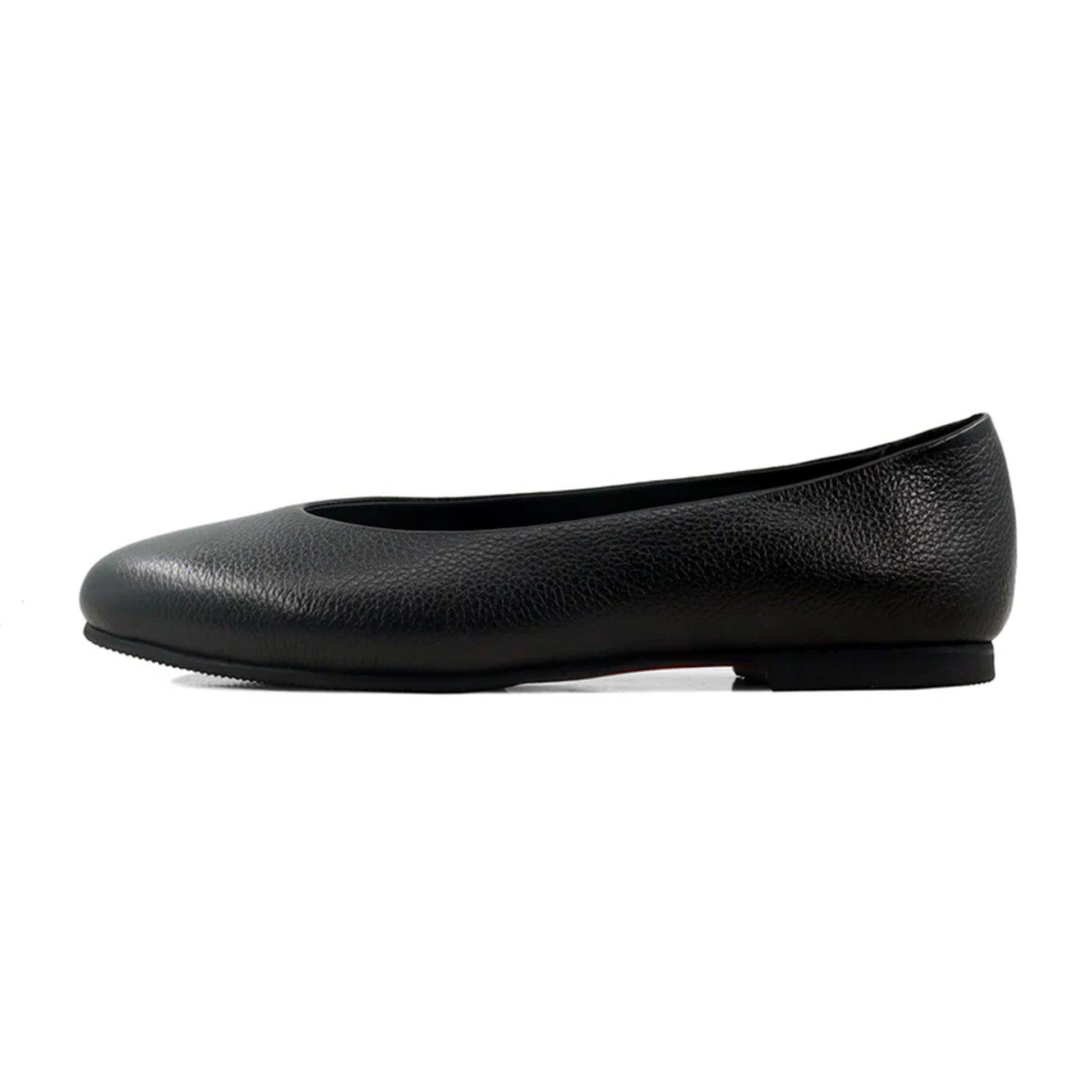 Isabelle black leather ballerina flats Side view