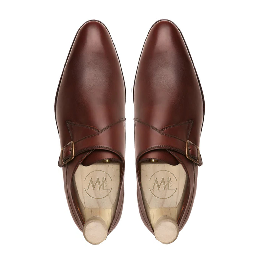 Top view of Leone Single Monk Burgundy Leather Shoes – Elegant men’s dress shoes