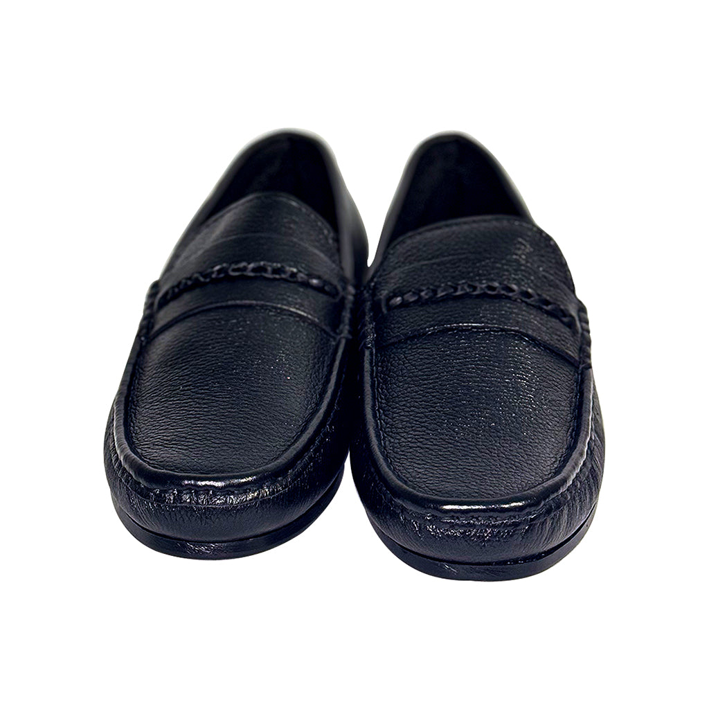 Louis Classic Penny Moccasin Loafers in Black Leather – Handmade Shoe by Marvel Leather
