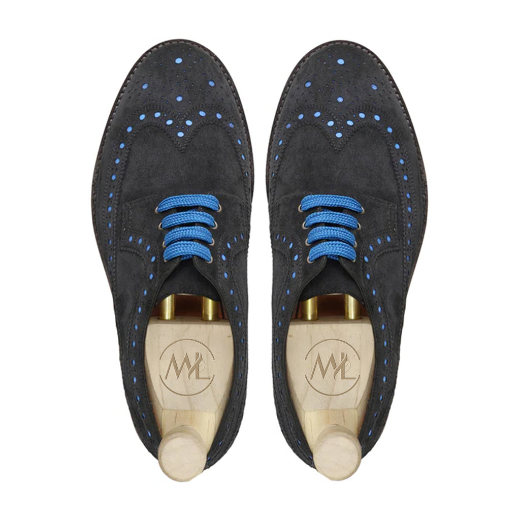 Luca Suede Brogue Derby Shoes Top View By Marvel Leather