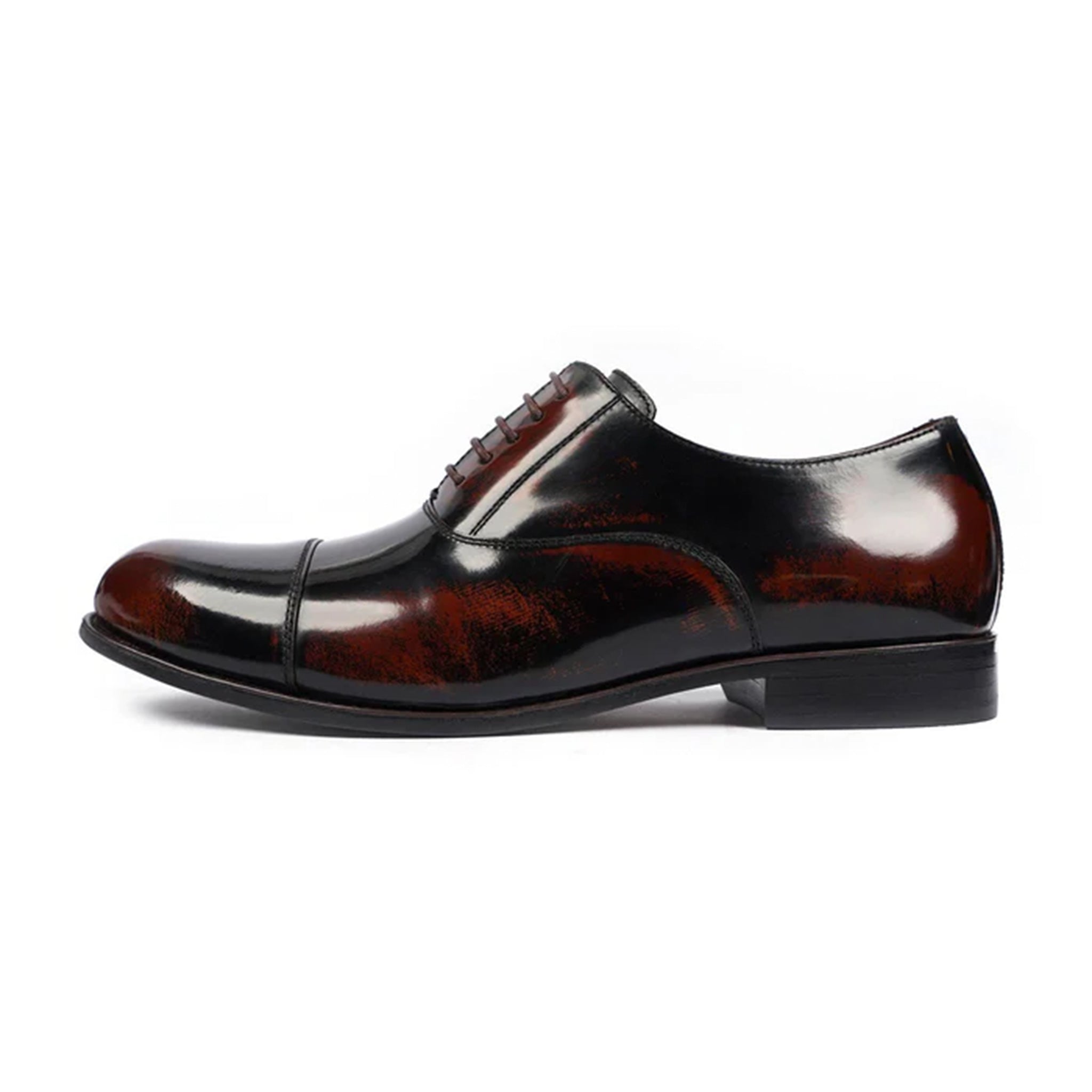 Lucenzo High Shine Burnished Oxford Shoes Side View