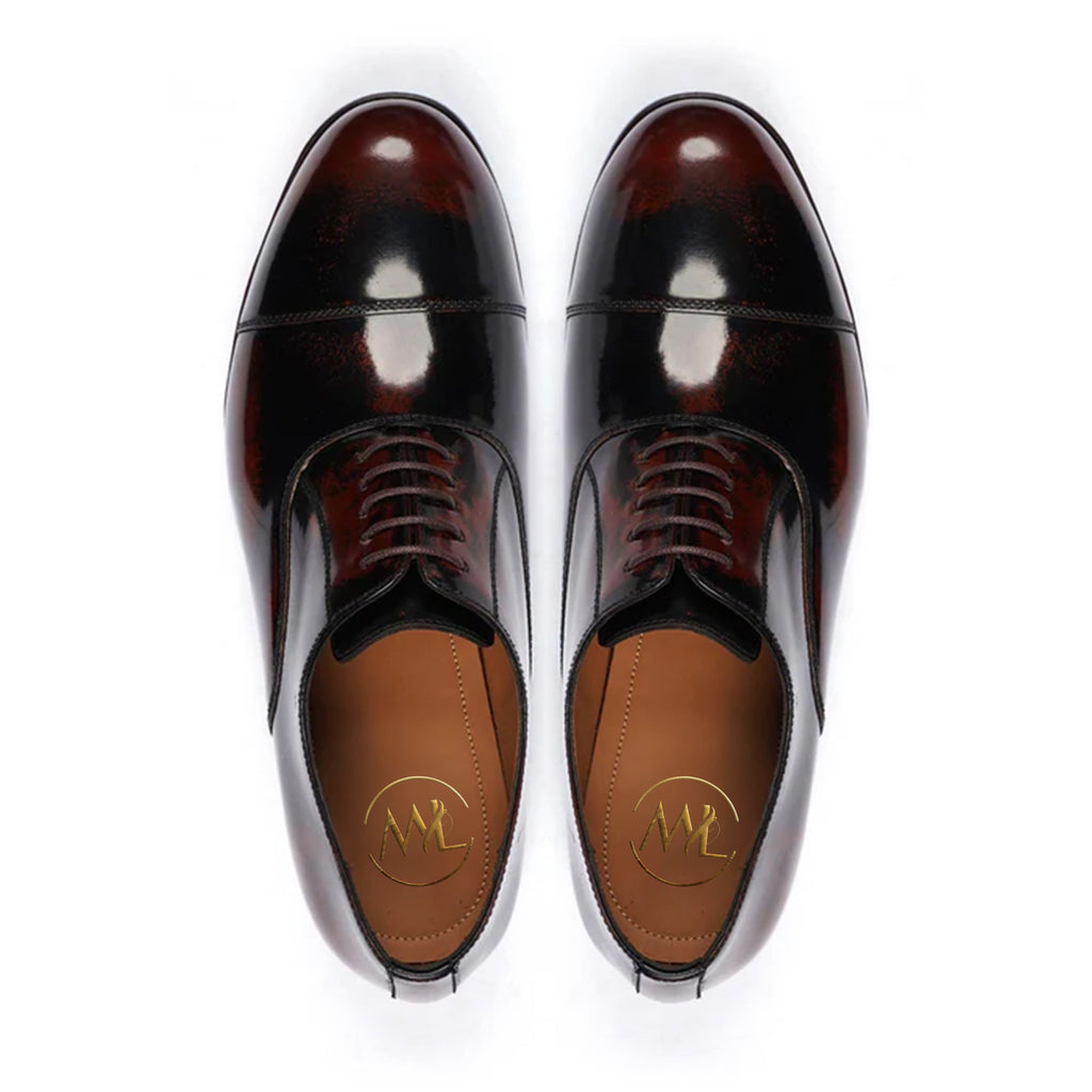 Lucenzo High Shine Burnished Oxford Shoes Top View