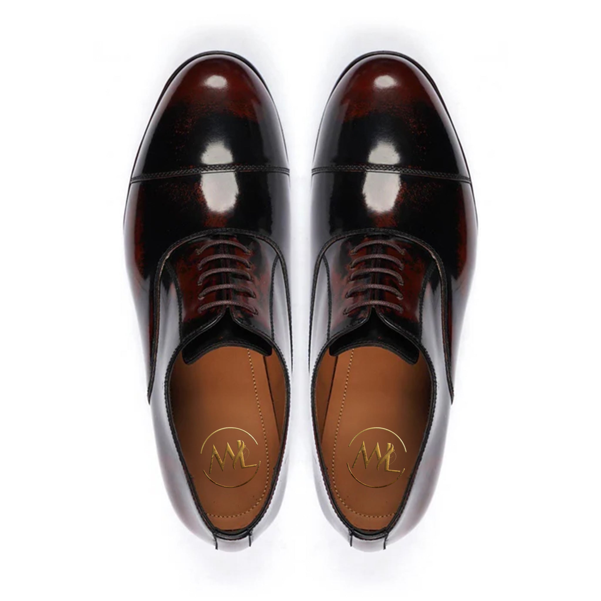 Lucenzo High Shine Burnished Oxford Shoes Top View