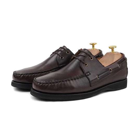 Marco Classic Leather Boat Shoes Front View By Marvel Leather